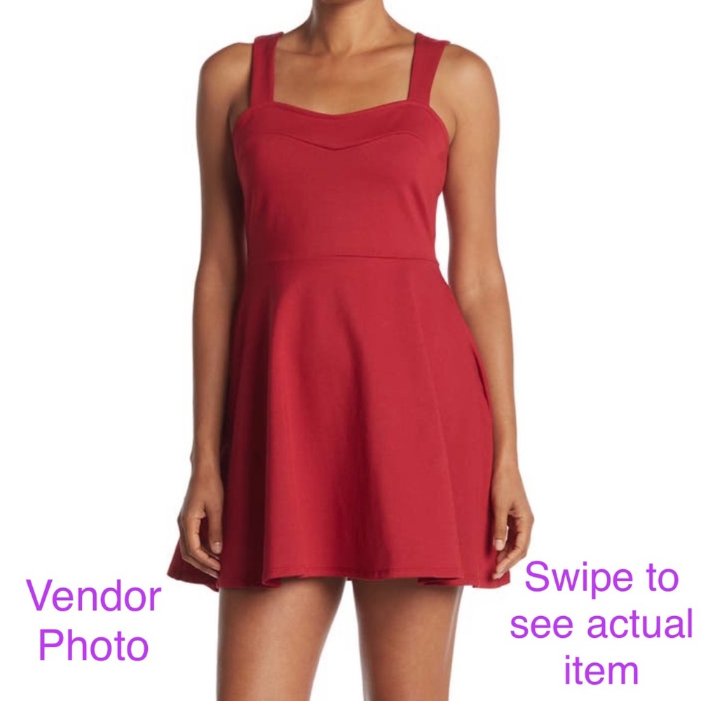 VANITY ROOM Ponte Sweetheart Dress (Red, Large)